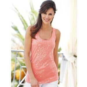 NWOT Talbots Coral Sequin Scoop Neck Sleeveless Tank Top Women’s Size XS